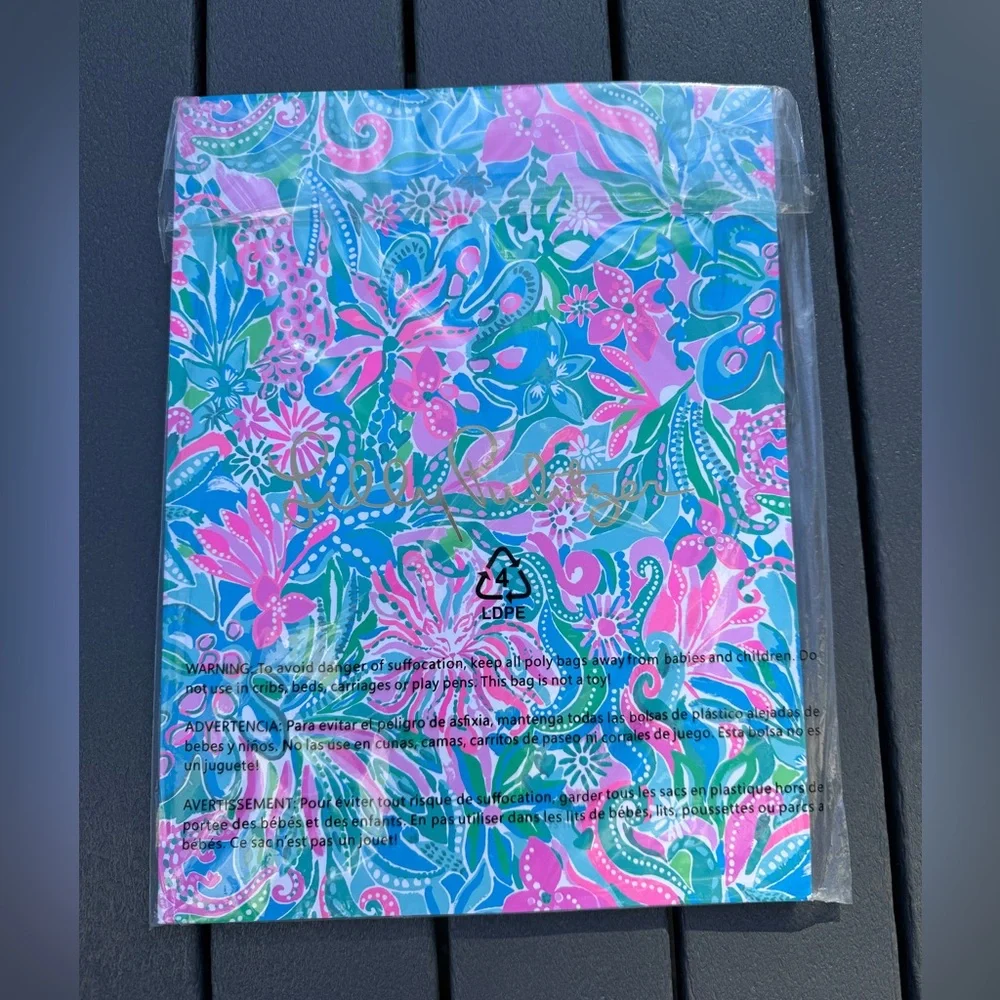 NWT Lilly Pulitzer Gift Wrap Set 12 Sheets & Tags Turquoise Oasis Golden Hour